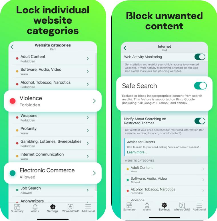 iPhone Parental Control Apps KasperskySafe Kids