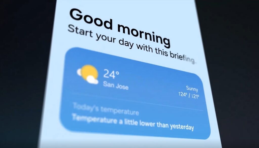 samsung s25 ultra feature:now brief weather summary