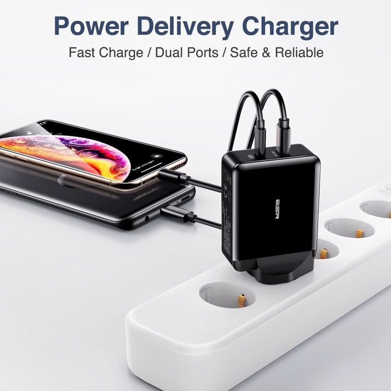 30W PD Wall Charger (1 USB-C + 1 USB Port) for iPad, iPhone, Android devices - ESR